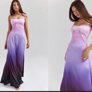 HOUSE OF CB 'Anabella' Ombre Print Lace Up Maxi Dress S-US(Fuller Cup) 4-6 $345